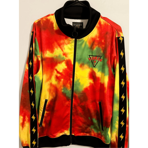 Guess x J Balvin Mens Vibras Tie-Dye Track Full Zip Jacket Bad Bunny Sz Medium - Picture 2 of 9